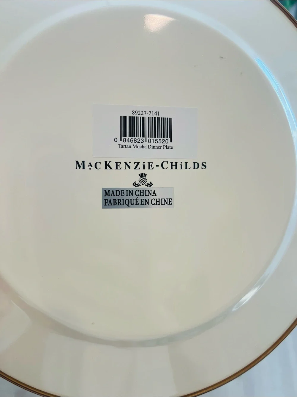 MacKenzie-Childs Tartan Mocha Enamel Dinner Plates 10” Set of 3 Plaid Bronzed